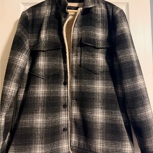 All Saints Black and Gray Plaid Shirt Jacket